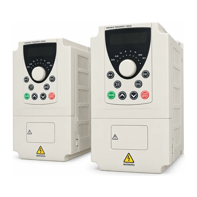 Two XY500 variable-frequency drive enclosures with English label layouts